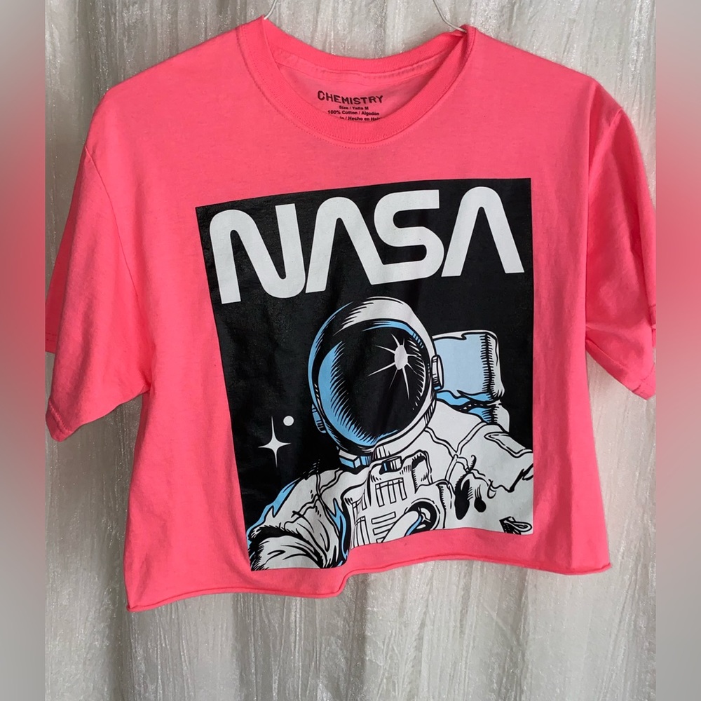 NASA Neon Pink T Shirt Crop Top